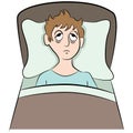 Insomnia Trying to Sleep Man Cartoon