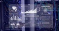 Image of interface with data processing against close up of a computer server Royalty Free Stock Photo