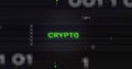Image of interference over crypto text, data processing and computer circuit board Royalty Free Stock Photo