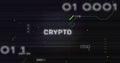 Image of interference over crypto text, data processing and computer circuit board Royalty Free Stock Photo