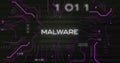 Image of interference over malware text, data processing and computer circuit board