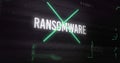 Image of interference over ransomware text, data processing and computer circuit board Royalty Free Stock Photo