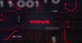 Image of interference over virus text, data processing and computer circuit board Royalty Free Stock Photo