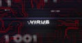Image of interference over virus text, data processing and computer circuit board Royalty Free Stock Photo