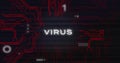 Image of interference over virus text, data processing and computer circuit board Royalty Free Stock Photo