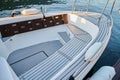 Image of the interior of a small transport motorboat. Royalty Free Stock Photo