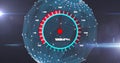 Image of internet speedometer and network of connections over globe Royalty Free Stock Photo