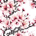 image of a intricate watercolor baroque sakura blossom, tattoo design and outline.