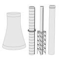 Image of inustrial chimney set