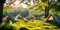 Harmony with Nature: Serene Camping Scene During Golden Hour