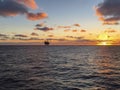 Oil Rigg at Sun Set on the North Sea Scotland