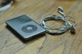 iPod Classic 160gb with earphone Royalty Free Stock Photo