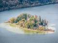 Image of an island in the Schliersee lake in autumn