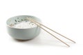 Image of isolated bowl with noodle with sticks Royalty Free Stock Photo