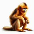Image of isolated golden snub-nosed monkey against pure white background, ideal for presentations