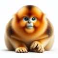 Image of isolated golden snub-nosed monkey against pure white background, ideal for presentations