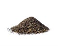 An image isolated heap green tea leaf ground dried finished is a beverage herb from Chinese