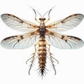 Image of isolated mayfly against pure white background, ideal for presentations Royalty Free Stock Photo