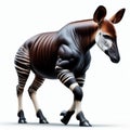 Image of isolated okapi against pure white background, ideal for presentations