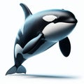 Image of isolated orca whale against pure white background, ideal for presentations