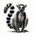 Image of isolated Ring-tailed Lemur against pure white background, ideal for presentations Royalty Free Stock Photo