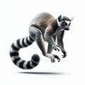 Image of isolated Ring-tailed Lemur against pure white background, ideal for presentations Royalty Free Stock Photo