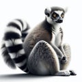 Image of isolated Ring-tailed Lemur against pure white background, ideal for presentations Royalty Free Stock Photo