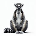 Image of isolated Ring-tailed Lemur against pure white background, ideal for presentations Royalty Free Stock Photo
