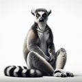 Image of isolated Ring-tailed Lemur against pure white background, ideal for presentations Royalty Free Stock Photo
