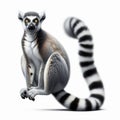 Image of isolated Ring-tailed Lemur against pure white background, ideal for presentations Royalty Free Stock Photo