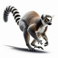 Image of isolated Ring-tailed Lemur against pure white background, ideal for presentations Royalty Free Stock Photo