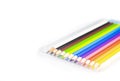 An image isolated select focus colour crayons art for draw drawing design on white background with copy space for text