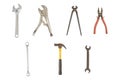 Image isolated set of old working tools. Clipping path Royalty Free Stock Photo