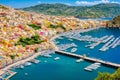 italian island procida is famous for its colorful marina,tiny narrow streets and many beaches which all