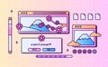 image japanese sakura ui box popup vintage vaporwave with bright pink and purple neon light color