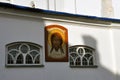 The image of Jesus Christ on the wall of the temple in the village of Zhirovichi, Belarus