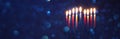 image of jewish holiday Hanukkah background with traditional spinnig top, menorah & x28;traditional candelabra& x29;. Royalty Free Stock Photo