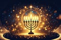 Image jewish holiday Hanukkah with menorah traditional candelabra and candles Royalty Free Stock Photo