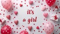 Pink Celebration: \'It\'s a Girl\' Baby Shower Decor Royalty Free Stock Photo