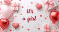 Pink Celebration: \'It\'s a Girl\' Baby Shower Decor Royalty Free Stock Photo