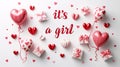 Pink Celebration: \'It\'s a Girl\' Baby Shower Decor Royalty Free Stock Photo