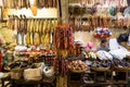 Image of a Khmer rural open market in Cambodia. Dried food at night market.