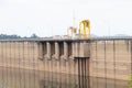 Image of Khun Dan Prakan Chon Dam in Nakhon Nayok Thailand. It is longest compacted concrete dam in Thailand and in world. Royalty Free Stock Photo