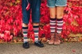 Image of kids legs wearing stripe socks