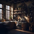 Cozy Kitchen with Sunlit Ingredients Spread Out Royalty Free Stock Photo