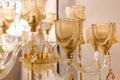 Image of a lamp with amber glass plafonds on transparent yellow fittings in the off state Royalty Free Stock Photo