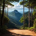 The landscape of Serra do Mar is on the Brazilian coast.