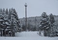 After snowfall in the city of Kandalaksha. December 2019 year Royalty Free Stock Photo