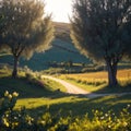 The landscape of the Tuscany. Italy made with Generative AI Royalty Free Stock Photo