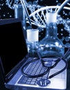 image of laptop and stethoscope close-up Royalty Free Stock Photo